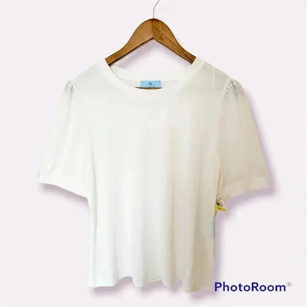 CeCe white puff‎ sleeves blouse
